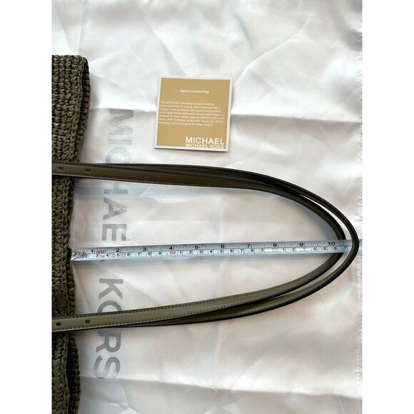 Michael Kors Quinn Large Safari Green Crochet Straw Tote Beach Bag 30S5GQNT7W - Picture 16 of 16